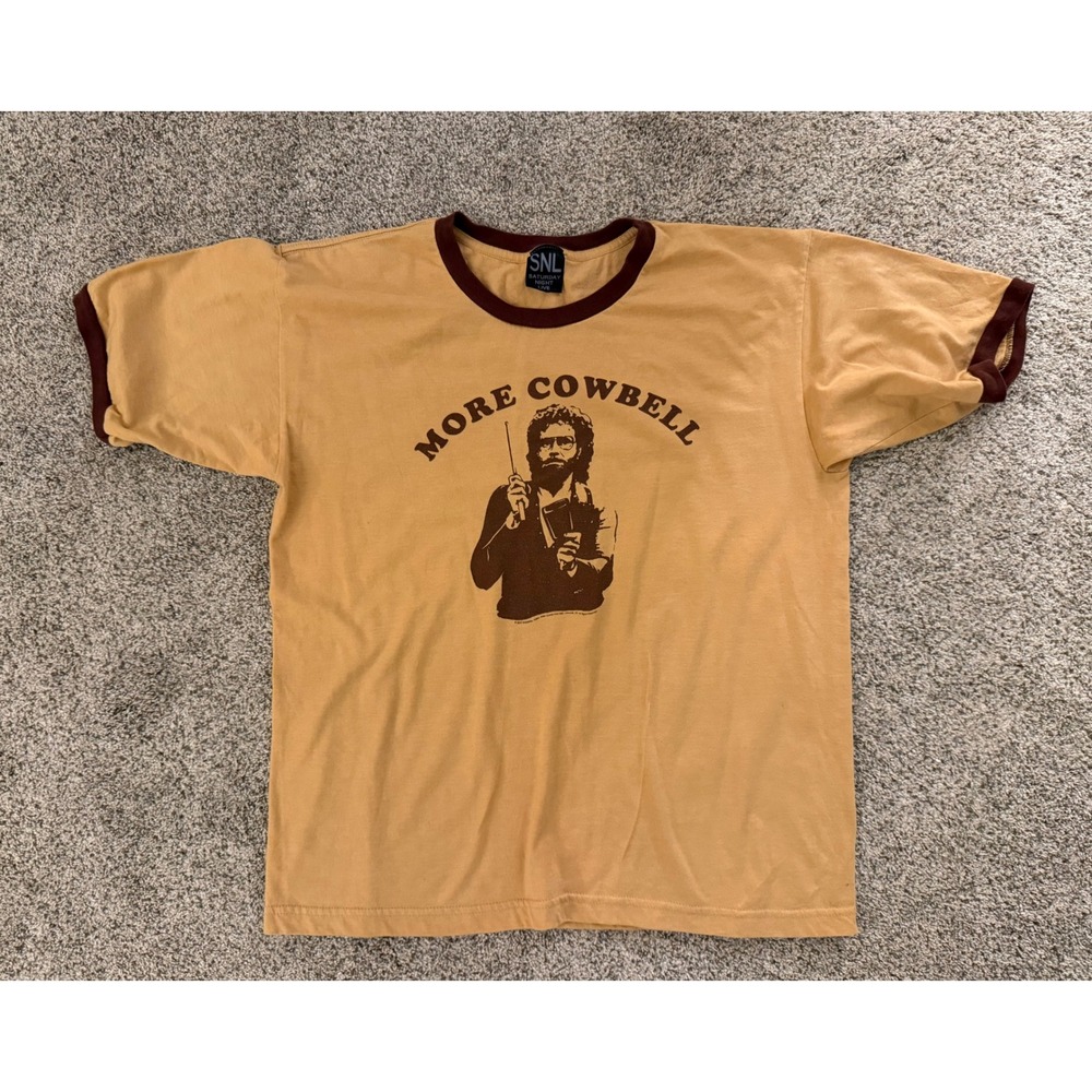 SNL Saturday Night Live More Cowbell Ringer T-Shirt Mens L Yellow‎ Will Ferrell